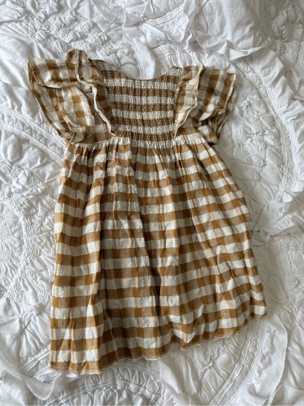 Zara Kids Brown and White gingham dress
